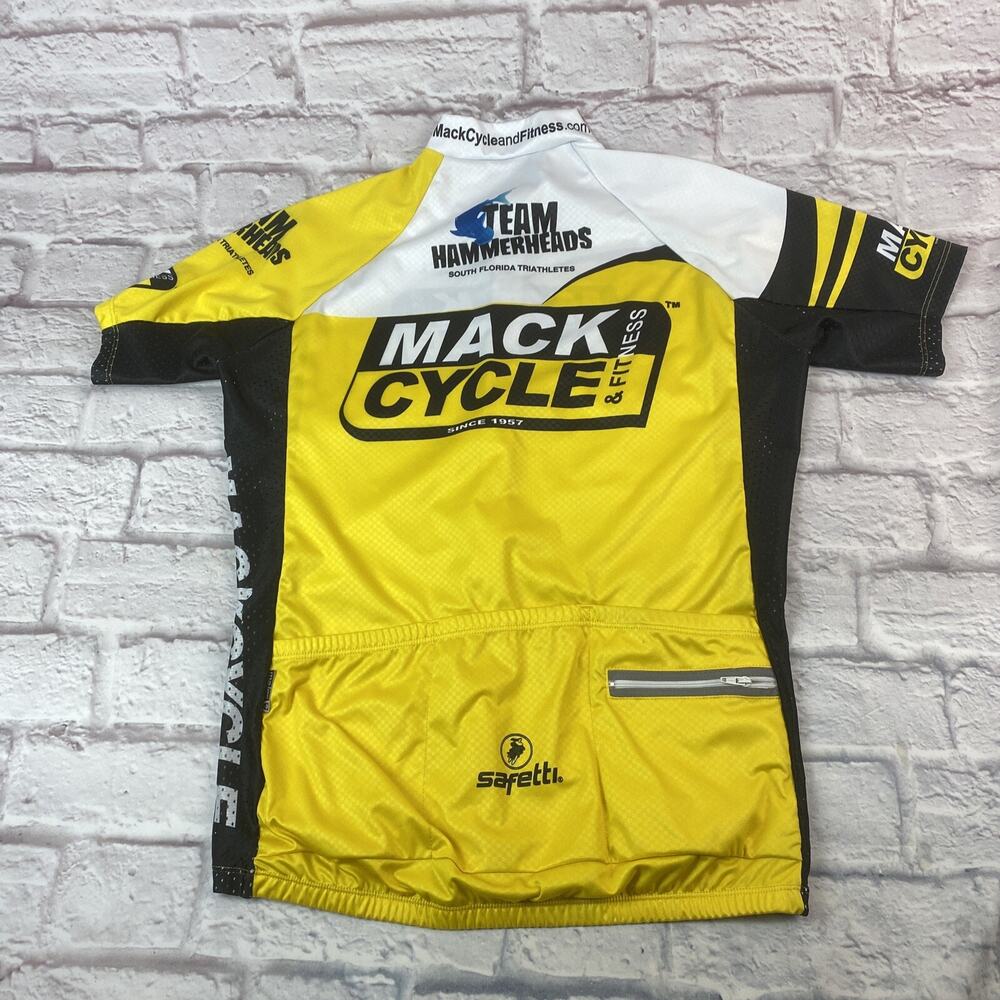 Mack Cycle Womens Cycling Jersey Large Full Zip Yellow Multicolor Short Sleeve